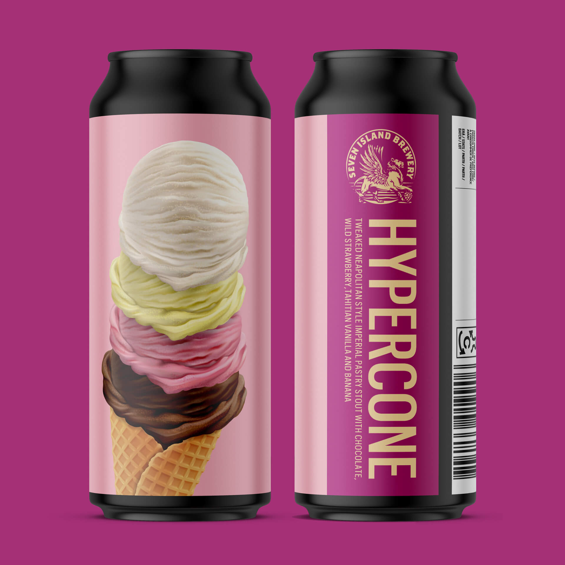 Seven Islands Brewery Hypercone Tweaked Neapolitan Style Imperial PAstry Stout with Chocolate, wild strawberry, tahitian vanilla and banana