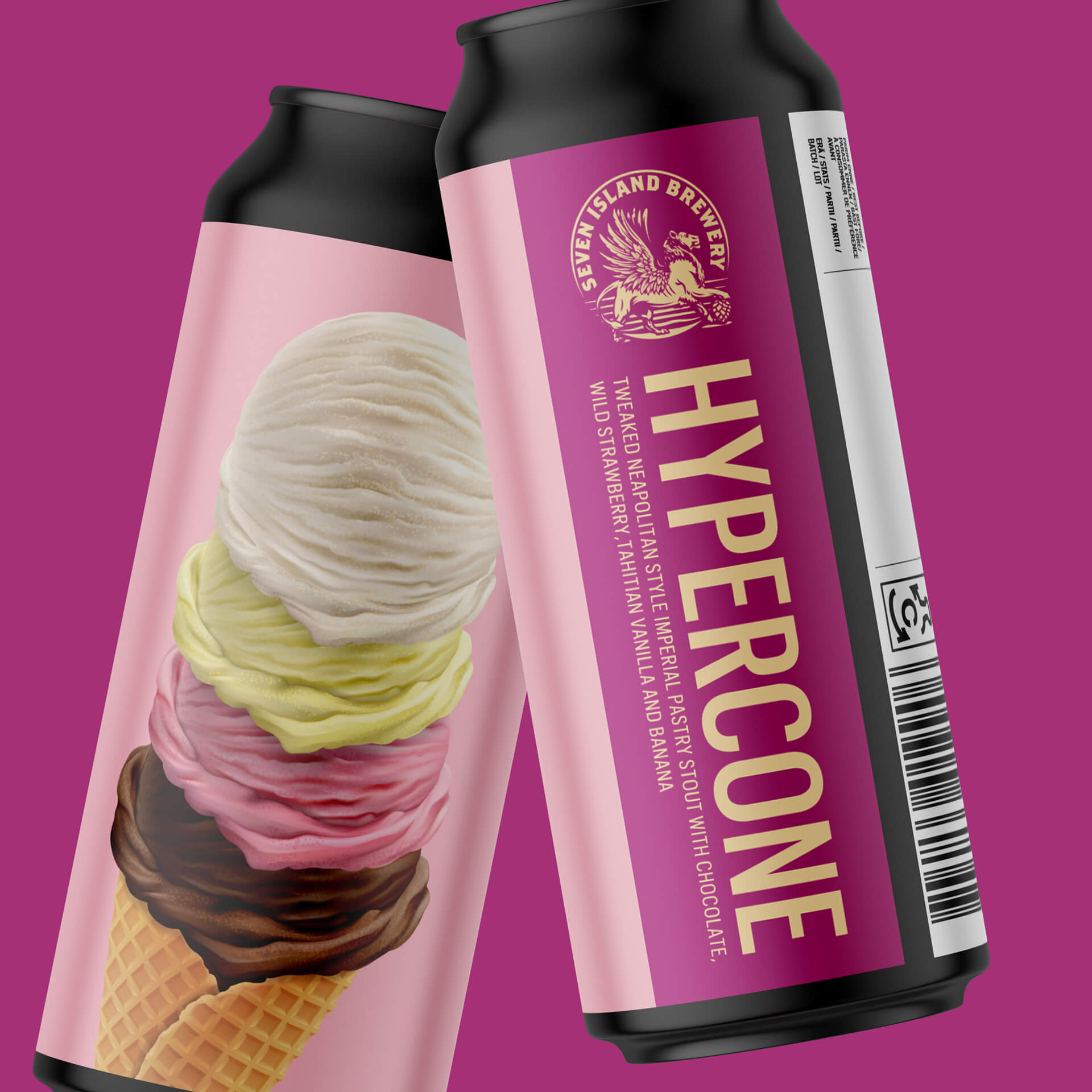 Seven Islands Brewery Hypercone Tweaked Neapolitan Style Imperial PAstry Stout with Chocolate, wild strawberry, tahitian vanilla and banana