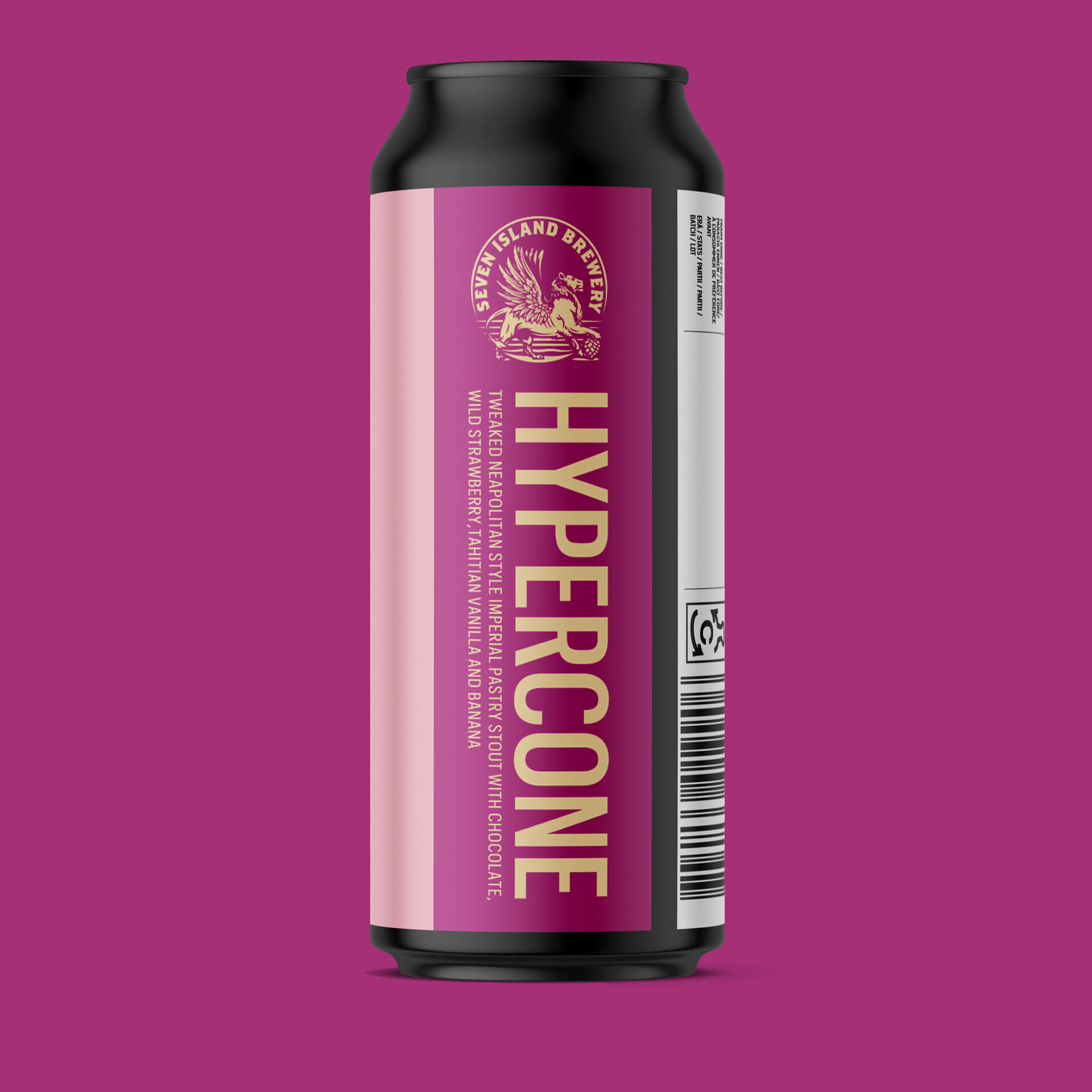 Seven Islands Brewery Hypercone Tweaked Neapolitan Style Imperial PAstry Stout with Chocolate, wild strawberry, tahitian vanilla and banana