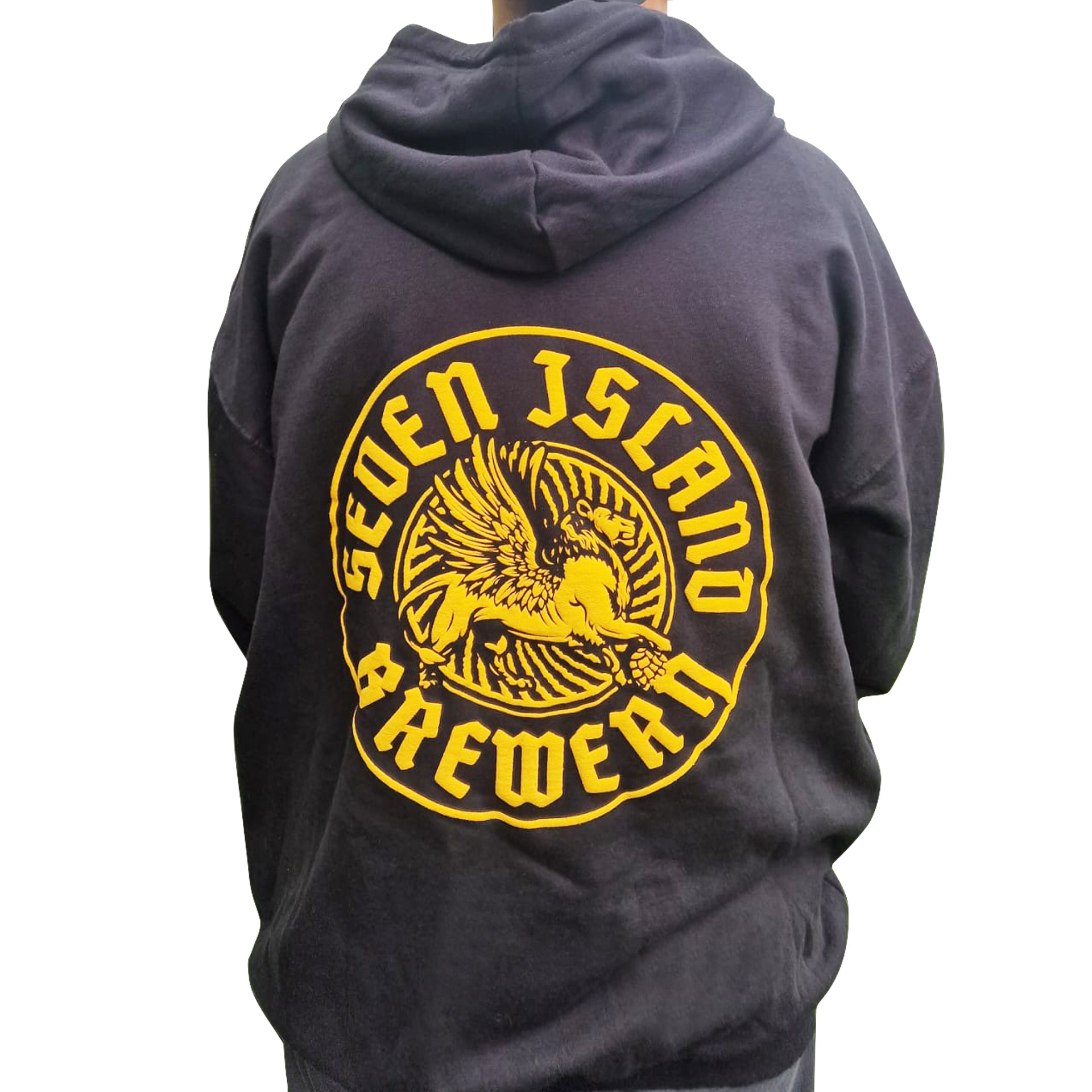 Seven Island Brewery Back of zip hoodie merch